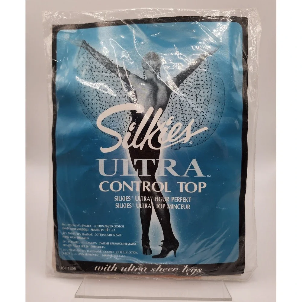 New Silkies Ultra Control Top Pantyhose Womens Large Nude Sheer Leg 030301 USA